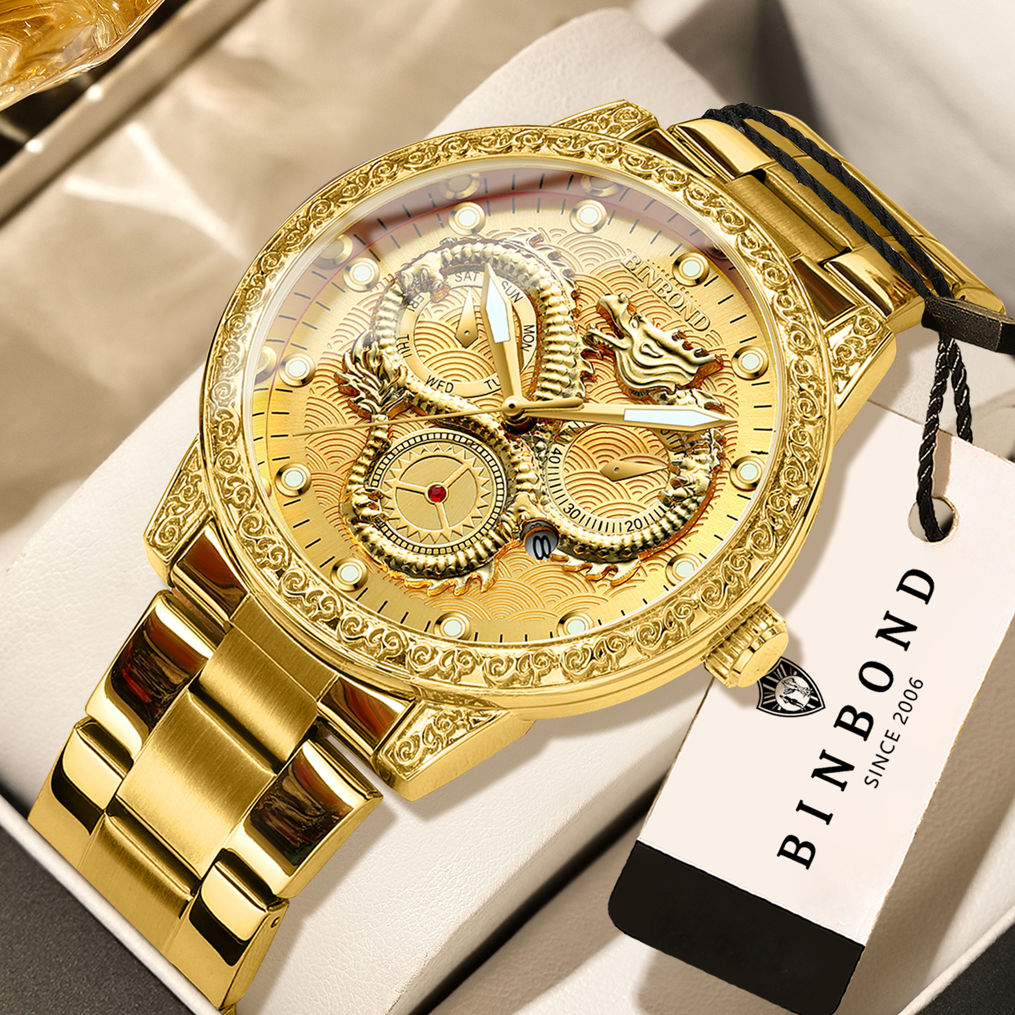 Electronics Gadgets For Men - BINBOND Dragon vintage luxury quartz watches