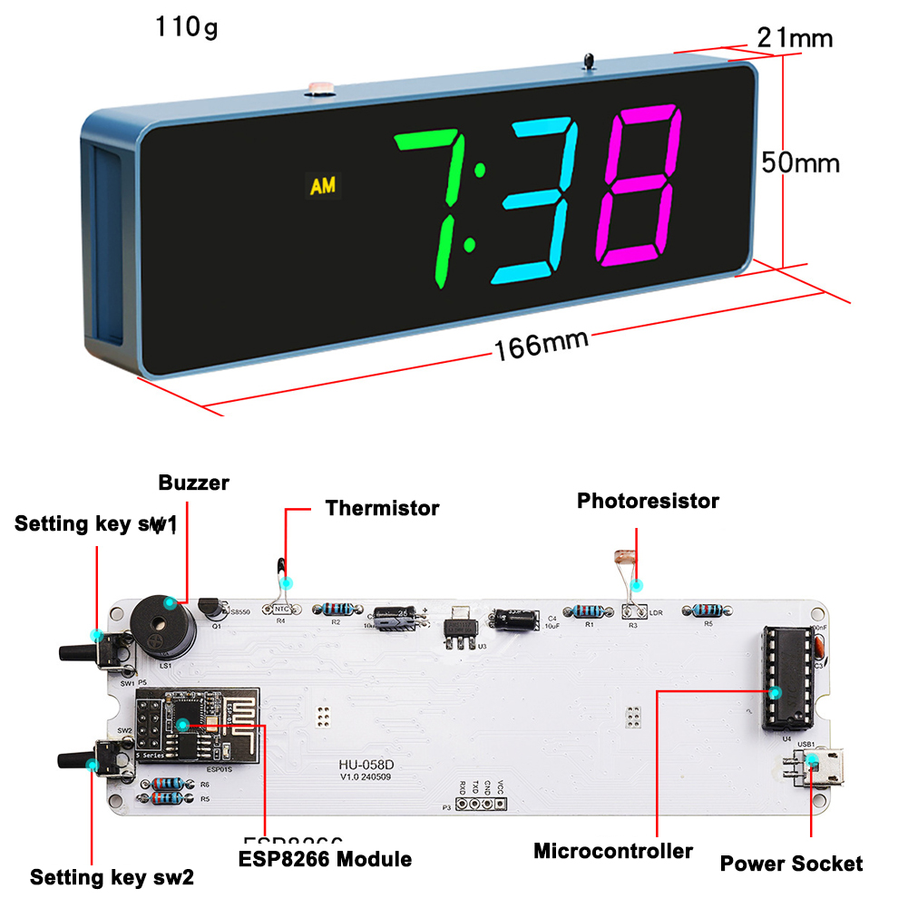 ESP8266 IoT Colorful WiFi Cloc - Diy Electronics Gadgets recensie en prijs